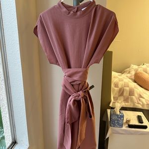 Closet London wrapped belt dress in pink